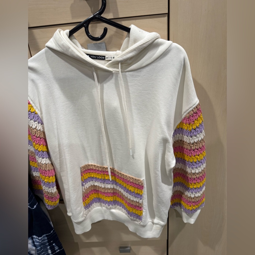 Alice & Olivia crochet sleeve sweatshirt hoodie / juniors sweatshirt